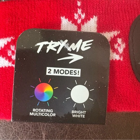 NWT Green and Red LED Beanie with Snowflake Design by Night Scope - Picture 3 of 7